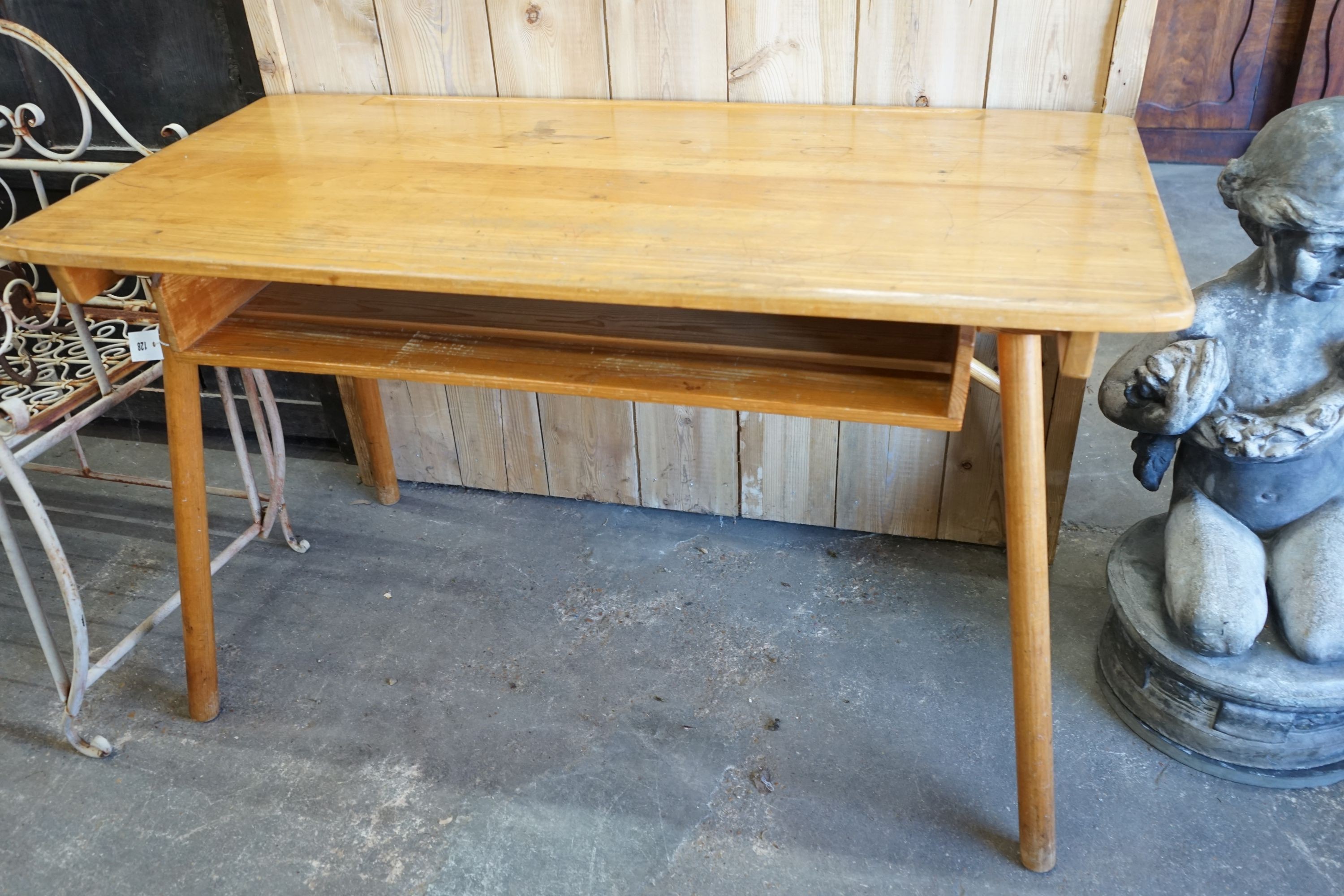 A mid century Scandinavian design writing table, width 119cm, depth 59cm, height 71cm